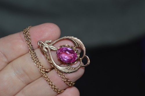 Jewelry 1960s ! VTG russian SILVER 875 Necklaces Pendant stone Amulet chain old - Picture 5 of 12