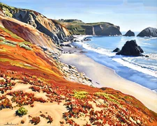 Alex Nizovsky – RODEO BEACH 2022 – Abstracted Landscape Painting Pop Art 30"x24"