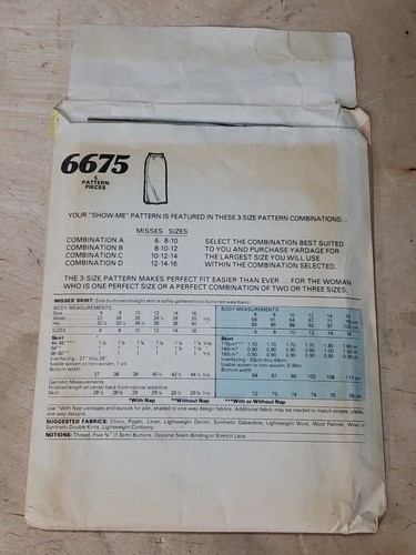McCall's Sewing Show-Me Pattern #5753 Misses Skirt Sizes 10,12,14. -Cut- - Picture 3 of 4