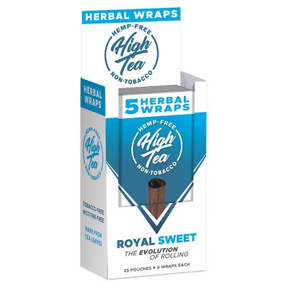 High Tea Wraps ROYAL SWEET Flavor 125 Wraps Total (Full Box, 25 Pouches)