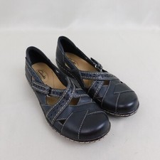 Clarks Bendables Women's Strappy Cutout Comfort Flats Loafers Size 8 Black 3507
