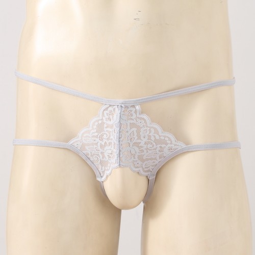 Men Lace Briefs Low Rise G-String Crotchless Sissy Crossdress Gay Underwear Sexy - Picture 31 of 145