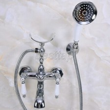 Polished Chrome Brass Bathroom Clawfoot Tub Faucet Tap Hand Shower sna238