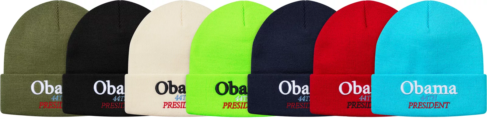Supreme Obama Beanie noir bleu olive F/W 18