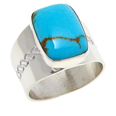 Jay King Gold Matrix Turquoise Sterling Silver Band Ring Size 7