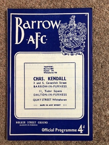 BARROW v EXETER 1958/59 PROGRAMME