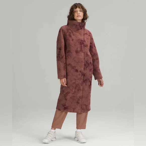 NWT Lululemon lab Textured Fleece Coat Diamond Dye Dusty Bronze