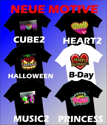 WD LED SHIRT EQUALIZER LEUCHT SHIRTS BLINKSHIRT REAGIERT AUF MUSIK VERSCH MOTIVE