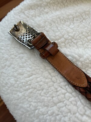Brighton Vintage 1995 Braided Leather Belt Sz S EUC Brighton Vintage 1995 Brown Braided Leather Belt SM  main image 2