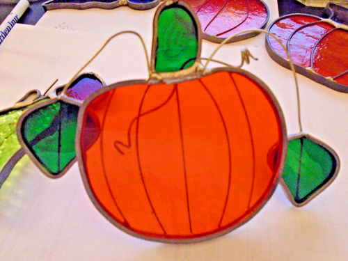 Stained Glass Pumpkin USA & Witch Suncatcher Fall Season Decor B-3 - Picture 6 of 7