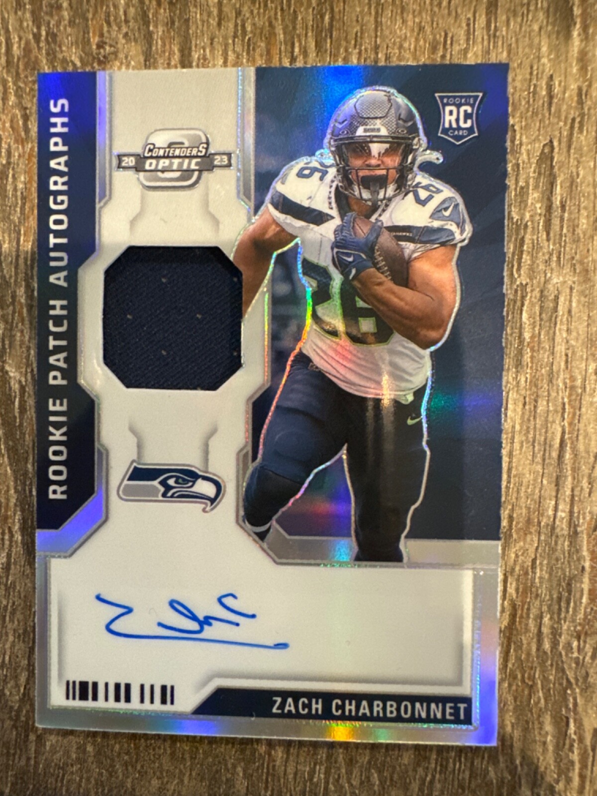 2023 Contenders Optic Zach Charbonnet RPA PATCH RELIC AUTO AUTOGRAPH RC /75