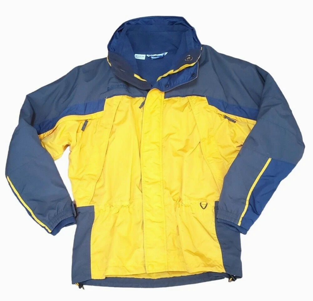 Columbia Sportswear Fire Ridge Men Large Jacket Coat Yellow Gray Navy Zip Vented