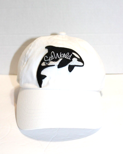 Sea World White Ball Cap With An Orca Killer Whale Patch