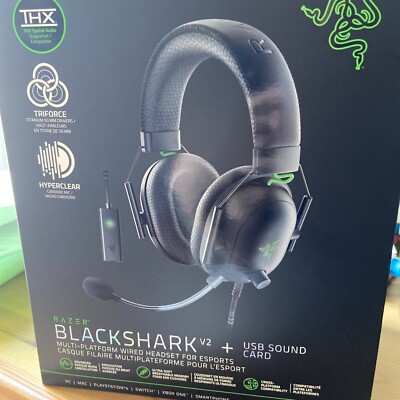 Razer BlackShark V2 + USB Sound Card Multi-Platform Wired Gaming Headset 