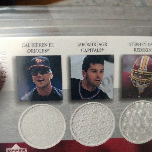 UPPER DECK LEGENDARY LEADERS GAME WORN JERSEY CARD RIPKEN JAGR DAVIS WASH D.C #D - Picture 3 of 3