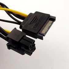 SATA 15 Pin Male to 6 Pin PCI-Express PCI-E Card Power Supply Adapter Cable 20cm