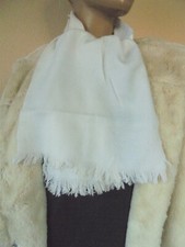 ECHARPE D'HIVER UNI BLANCHE A FRANGES MIXTE NEUVE