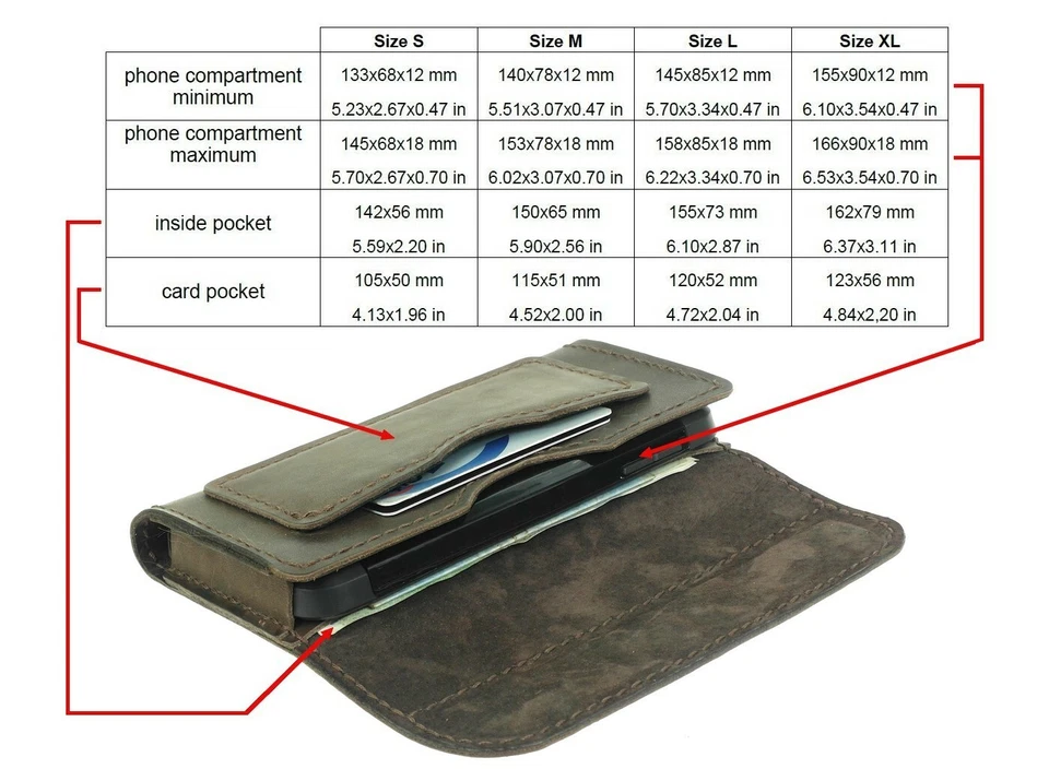 PREMIUM HAND SEWN OF GENUINE LEATHER WAIST POUCH CASE COVER FOR MOBILE PHONES - Image 3 of 4