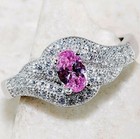 1Ct Treated Pink Sapphire & White Topaz 925 Sterling Silver Ring Sz 8 &5-6