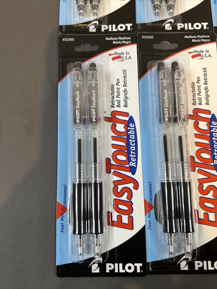 6X 2pk Pilot Easy Touch Retractable Ball Point Pen Medium Black 32260 6x 2pk pilot easy touch retractable ball point pen medium black 32260