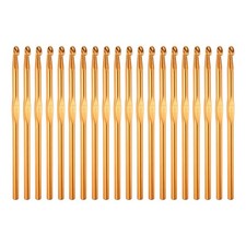 20Pcs Aluminum Crochet Hook 6.0mm Knitting Needles for DIY Craft Yarn Gold Tone
