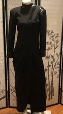 Gorgeous Vintage VICTOR COSTA Black Evening Gown Adorned w/Black Beading