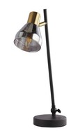 Schreibtischlampe Tischleuchte Verstellbar 42 Cm Glas Metall Rauch Grau Schwarz