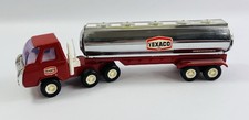 Vintage 1970s Buddy L Texaco Tanker Truck Japan Red Pressed Steel Chrome 10"