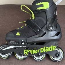 Rollerblade kids Microblade black green Adjustable Inline Skates Size 5 - 8 VGUC