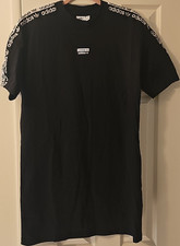 adidas Originals Women's Black Logo T-Shirt Dress L Short Sleeve Cotton Jersey