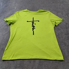 Faith Graphic Printed Green Casual Short Slee...