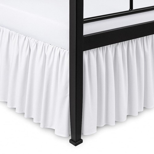 Ruffled Bed Skirt Split Corners Ultrasoft Poly Cotton/Microfiber Upto 18" Dro...
