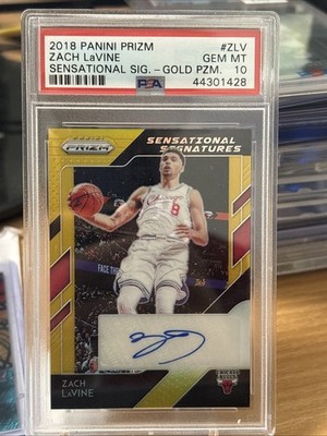 2018-19 Panini Prizm Zach Lavine GOLD SENSATIONAL SIGNATURES SSP #8/10 PSA 10