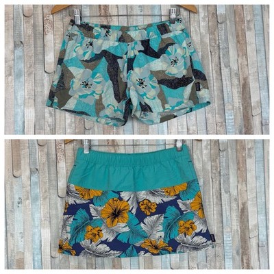 Patagonia S Lot of 2 Barely Baggies 2.5  Shorts & Skirt Hawaiian Floral Outdoors