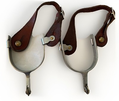 PARTRADE METALAB Western Cowboy Spurs Brass Rowels Leather Straps