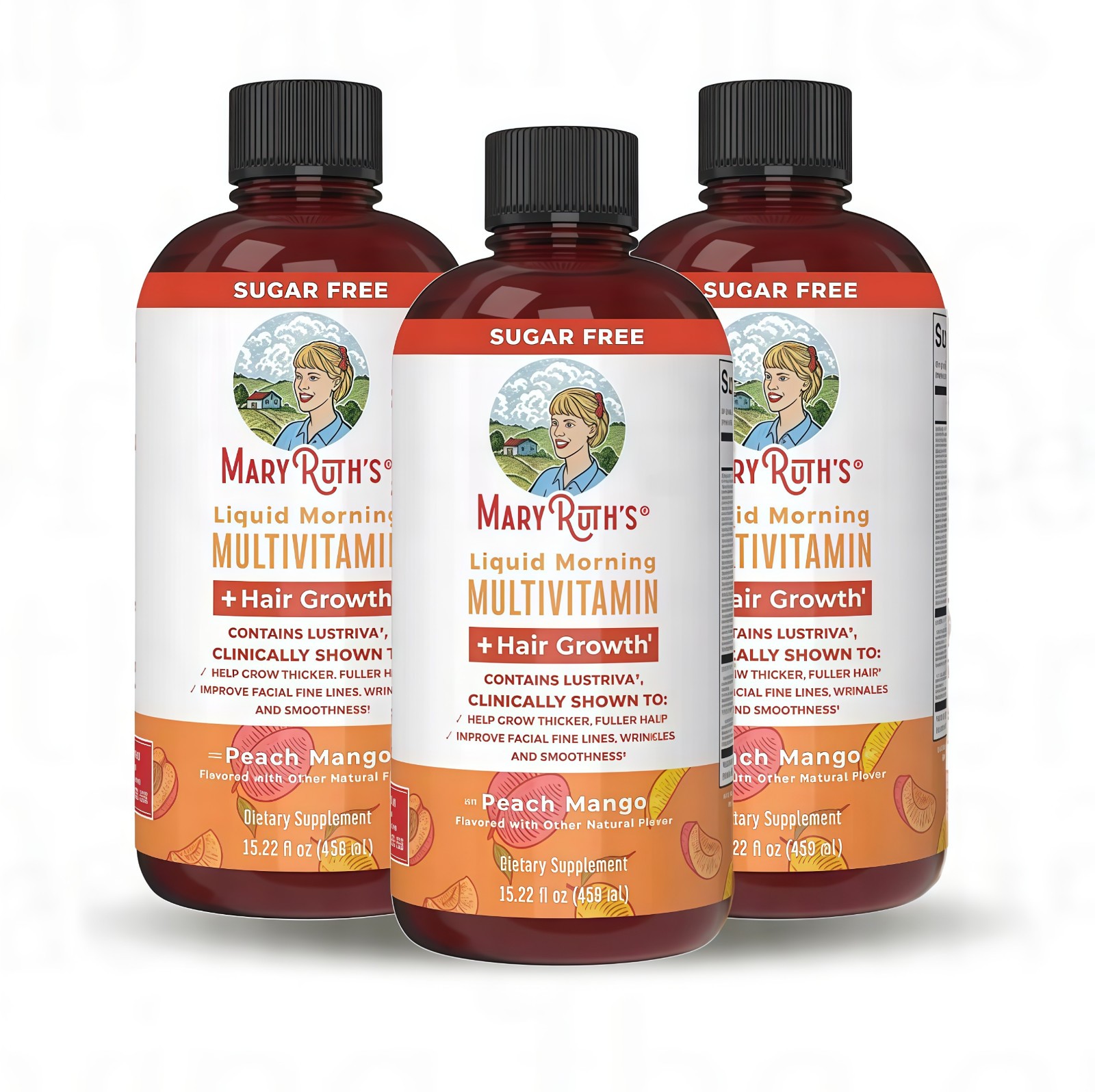 Mary Ruth's Multivitamin + Hair Growth | 3 Pack | Peach Mango 15.22 oz brand...*