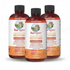 Mary Ruth's Multivitamin + Hair Growth | 3 Pack | Peach Mango 15.22 oz b...