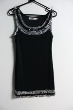 Womens Diamante Trim Little Black Dress - Size S/M (h25)