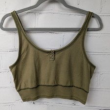 BDG Urban Outfitters Green Button Tank Top Camisole Shirt Army Sage Womens Small