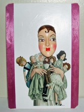 Boudoir Doll Collector w Her Dolls Clay Head Replica Plaque Mixed Media Collage