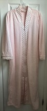 Vintage Diamond Tea Full Length Plush Robe Half Zip Pink Quilted Satin Coquette