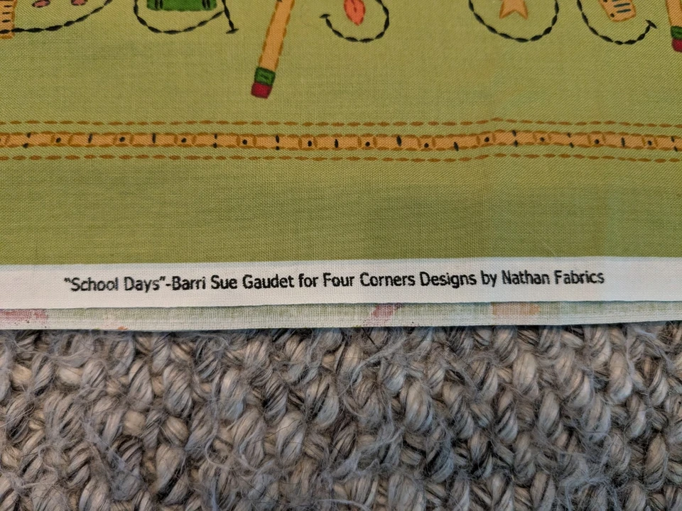 Tecido acolchoado infantil 62x40 vintage Y2K verde dias escolares crianças 1,7 jarda - Imagem 3 de 4