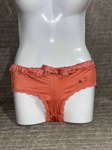 Vintage Y2K Aerie Shiny Satin Orange Glossy Mirco Mini Shorts Sissy Panties XS