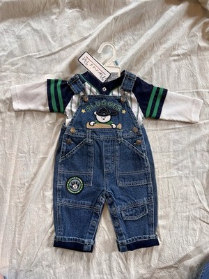 NWT Vintage Nana s Pet Cargo Jean Overalls Base All Slugger 3-6M