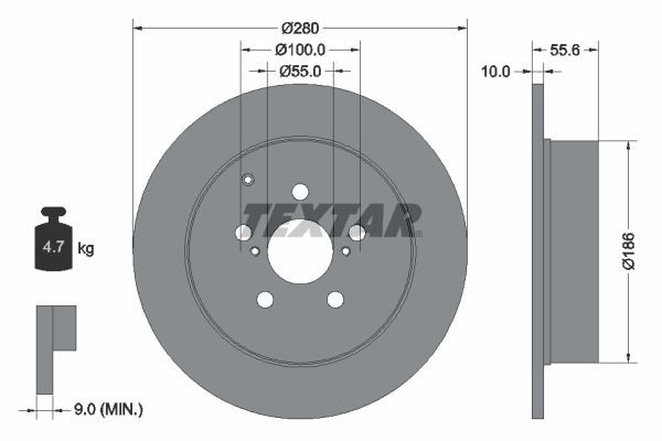2X Bremsscheibe Hinten Textar 92135703 FÜR Toyota-image