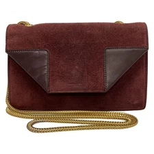 Auth SAINT LAURENT PARIS Betty 314516 Bordeaux Suede Leather Shoulder Bag