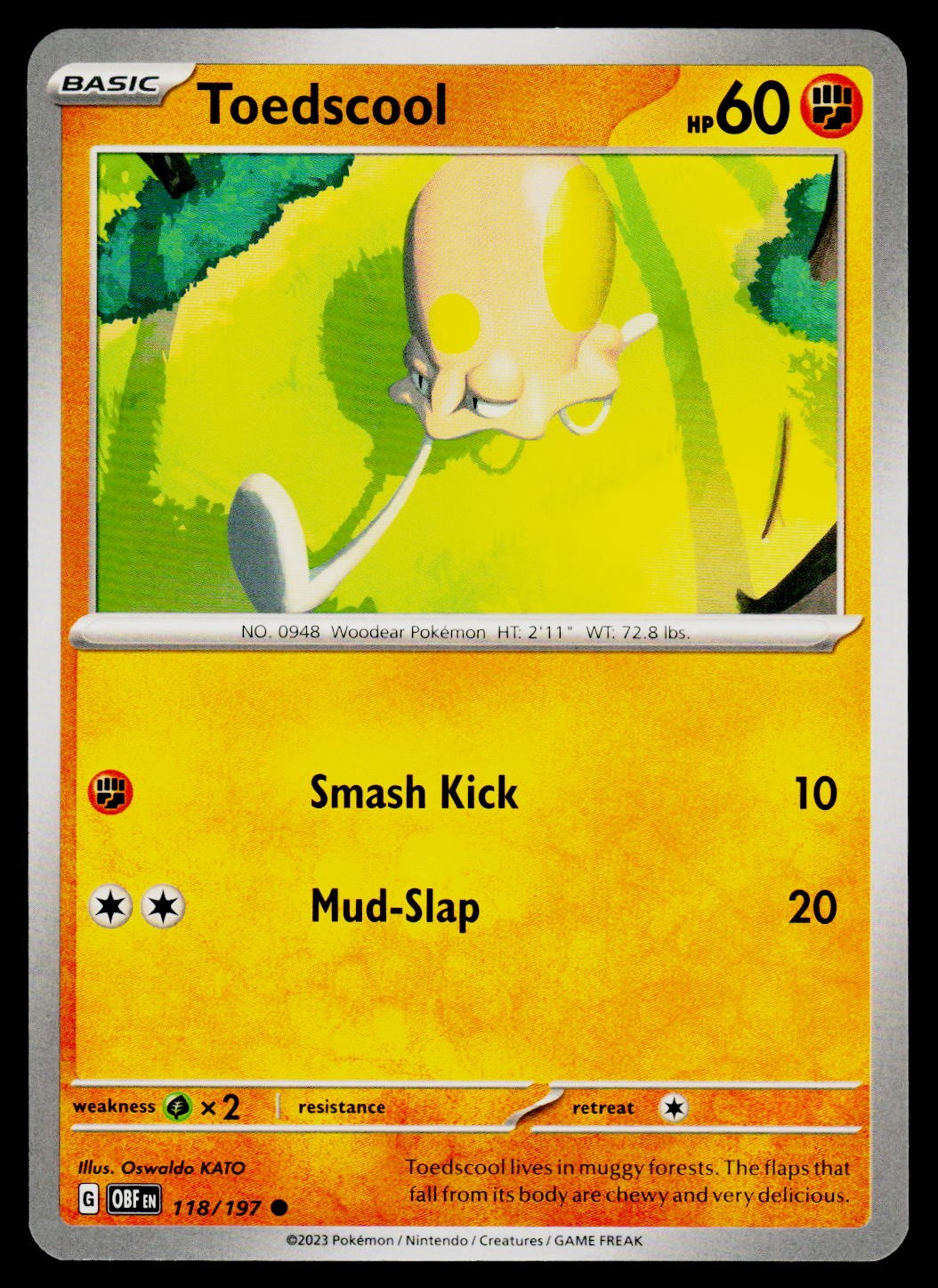 Toedscool 118/197 Common Obsidian Flames Pokemon Near Mint