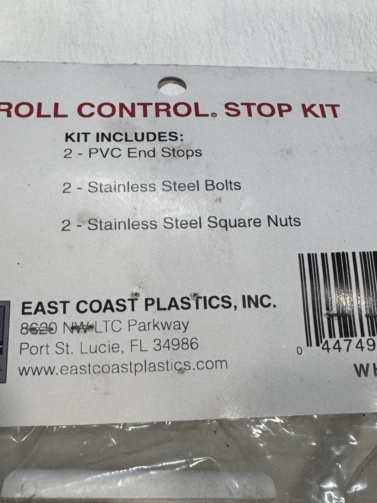 1 (one) Roll Control End Cap Stop Kit, Scuba Tank Rack Holder Cylinder Free Ship