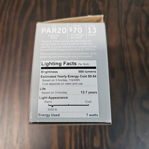 GE Classic 50-W LED Par20 Daylight Flood Light Bulb 50w Dimmable New 2 pack - Picture 2 of 7