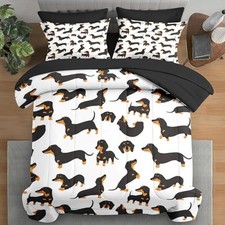 Comforter Set Full Size, Dog Family Animal 7 Pcs Bedding for Kids and Adults,